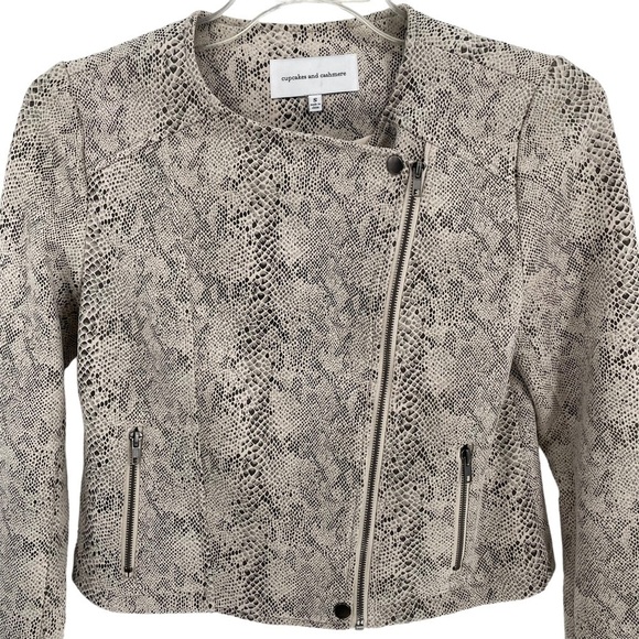 cupcakes & cashmere Jackets & Blazers - Cupcakes and Cashmere Isabell Snake Print Faux Suede Moto Jacket - Sz S